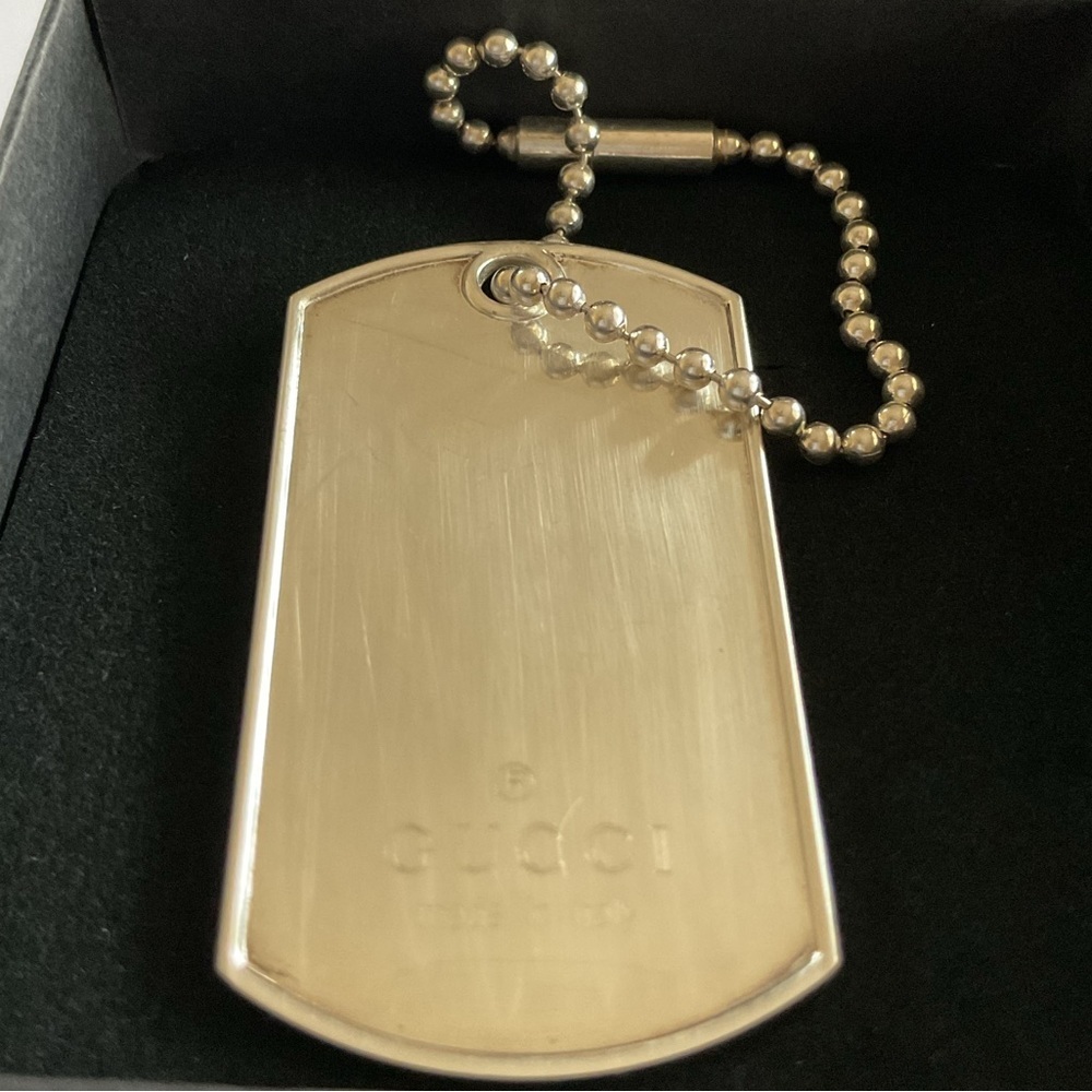 Gucci Silver Dog Tag Keychain